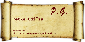 Petke Géza névjegykártya